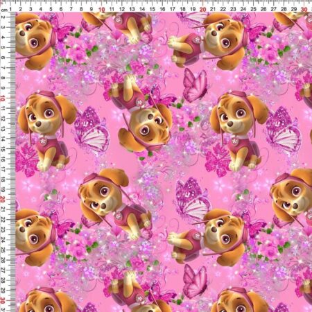 Puuvillatrikotaaž "Koeratüdruk" 1,45m tükk