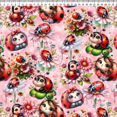 Puuvillatrikotaaž "Lepatriinud" 1.25m tükk