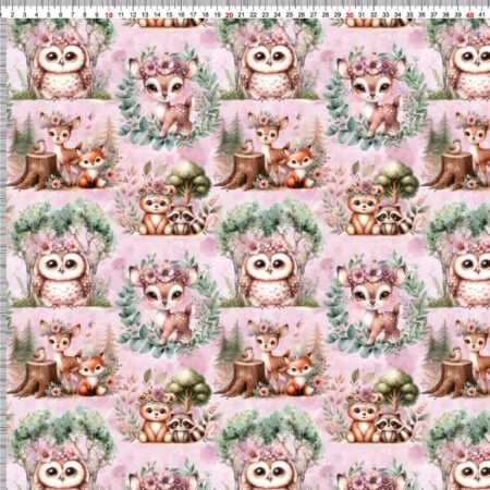 Puuvillatrikotaaž "Metsaloomad" 2m tükk