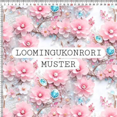 Puuvillatrikotaaž "Kristallid ja lilled" 1.8m tükk