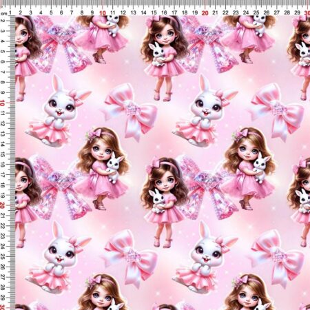 Puuvillatrikotaaž "LK tüdruk jänesega"