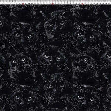 Puuvillatrikotaaž "Must kass"