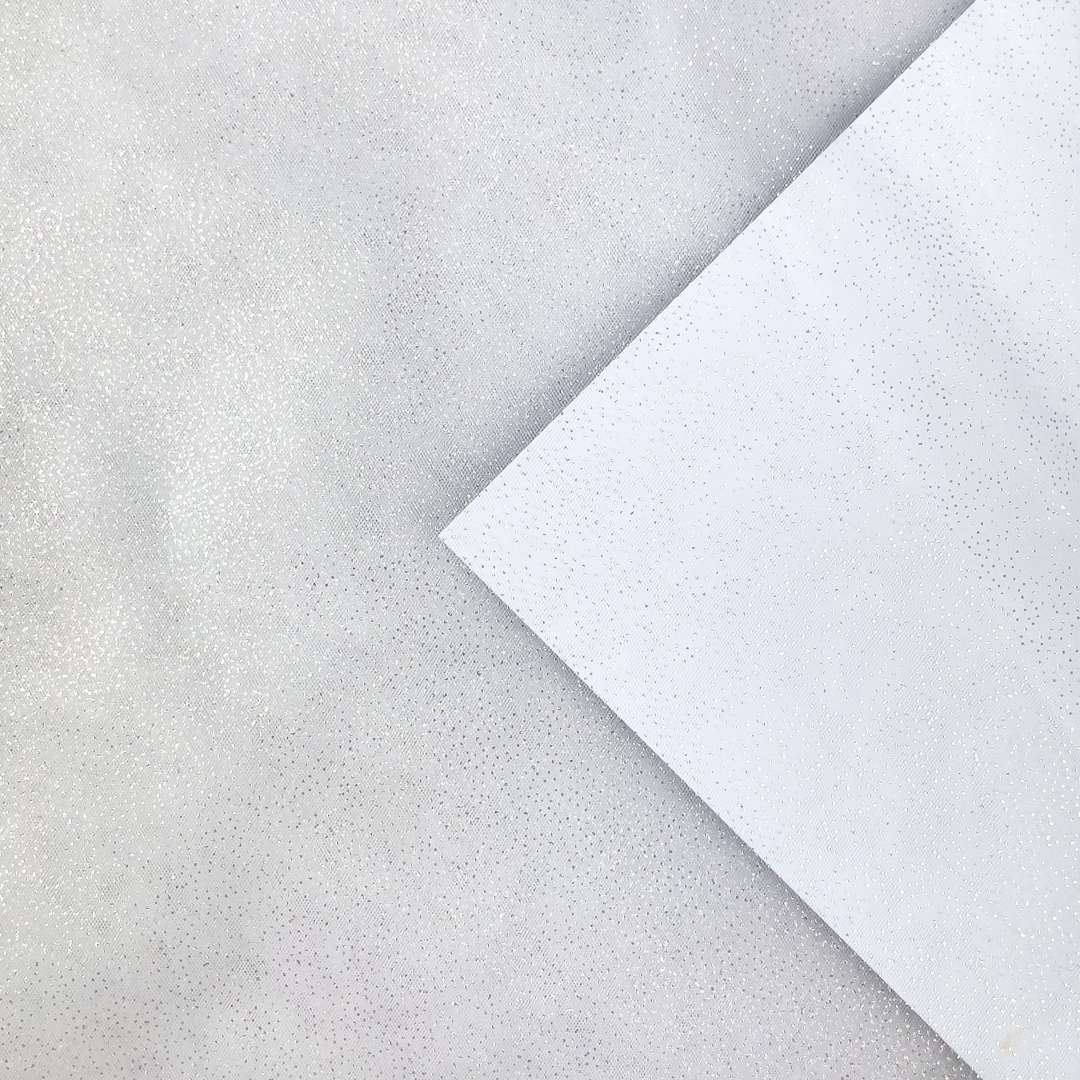 Tüll "Mitmevärviline glitter" valge