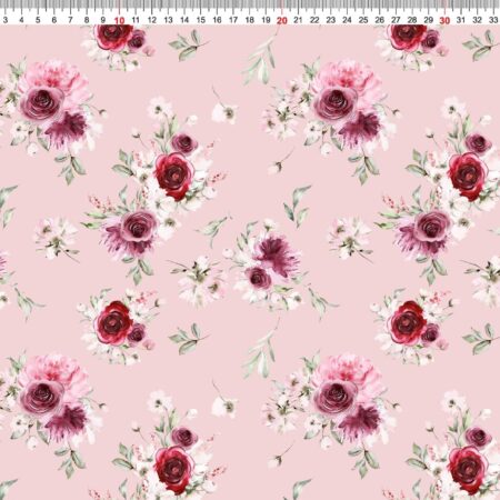 Puuvillatrikotaaž "Punased roosid"