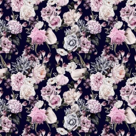 Puuvillatrikotaaž "Roosiõied"