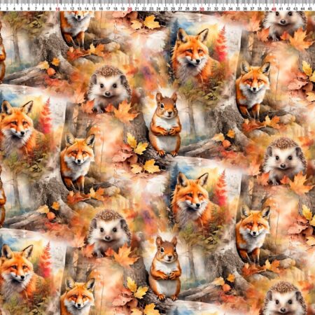 Puuvillatrikotaaž "Rebased metsas"