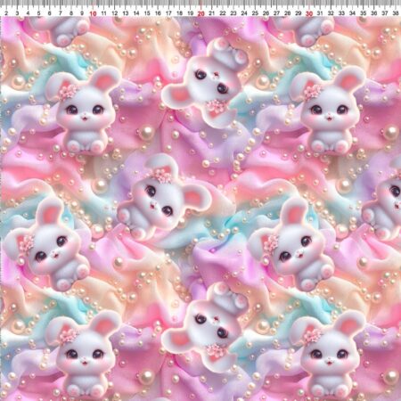 Puuvillatrikotaaž "Pärlitega jänesed"