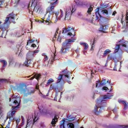 Biopuuvillatrikotaaž "Ükssarv kirsiõitega"