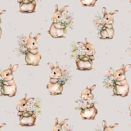 Puuvillatrikotaaž "Jänesed südametega"