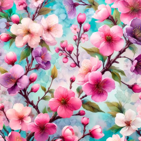 Puuvillatrikotaaž "Kirsiõied"