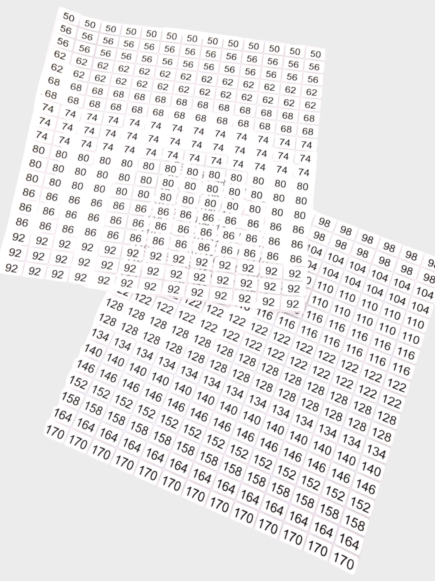 Triigitav suurusnumber 50-92/98-170