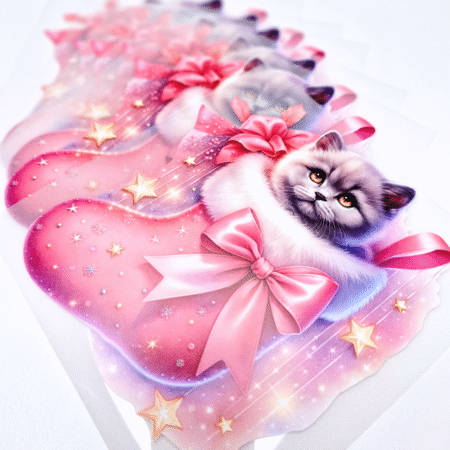 Triigitav kleebis "Kass roosas jõulusokis"