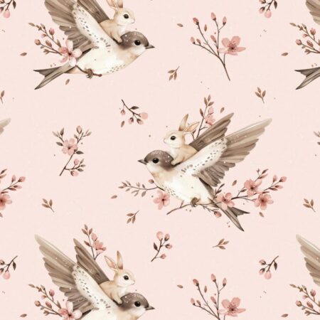 Puuvillatrikotaaž "Lind ja jänes"