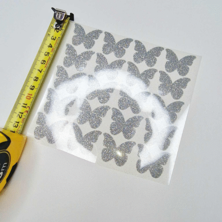 Triigitav glitter kleebis "Hõbedane Liblikas" 20tk