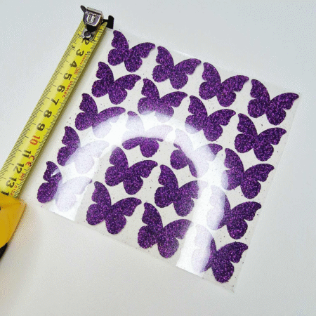 Triigitav glitter kleebis "Fuksialilla Liblikas" 20tk