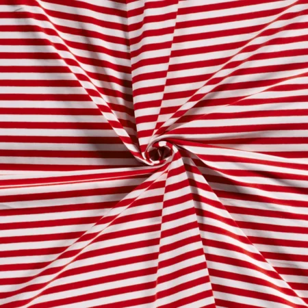 Puuvillatrikotaaž "Punase-Valge triibuline"
