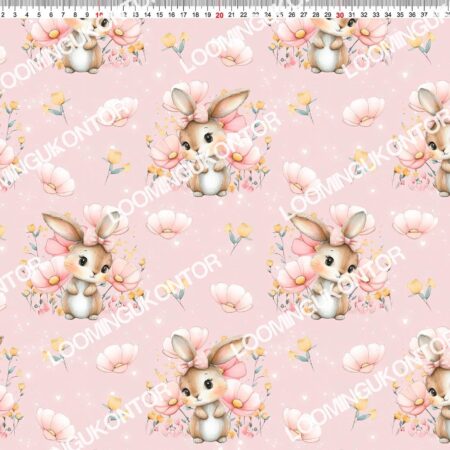 Puuvillatrikotaaž "Jänku lilledega"