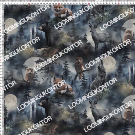 Puuvillatrikotaaž "Öö metsas"