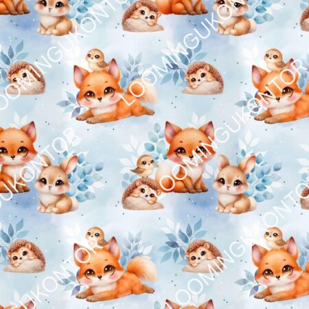 Puuvillatrikotaaž "Rebane, siil ja jänes"