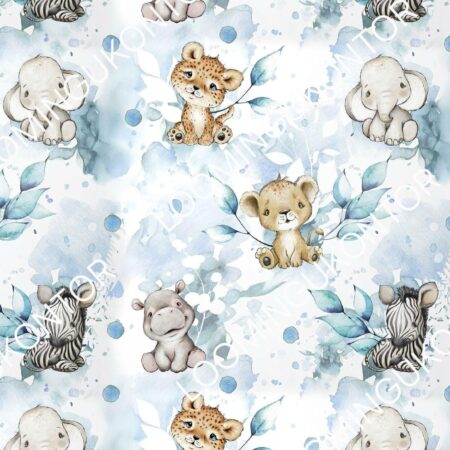 Puuvillatrikotaaž "Safariloomad vesivärvi tasustal"