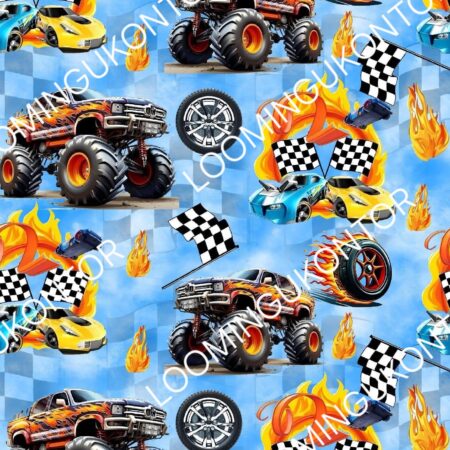 Puuvillatrikotaaž "Monster autod"