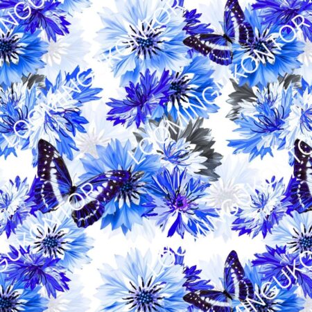 Puuvillatrikotaaž "Loomingukontori liblikad ja rukkililled"