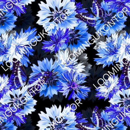 Puuvillatrikotaaž "Loomingukontori liblikad ja rukkililled"