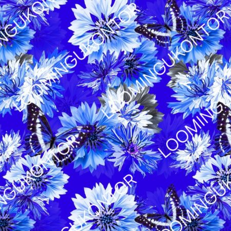 Puuvillatrikotaaž "Loomingukontori liblikad ja rukkililled"