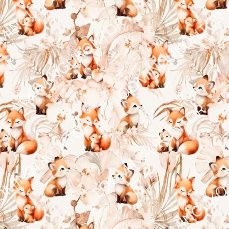 Puuvillatrikotaaž "Rebased ja palmilehed"