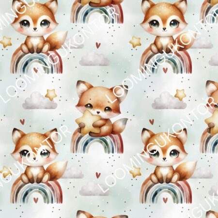 Puuvillatrikotaaž "Rebased ja vikerkaared"